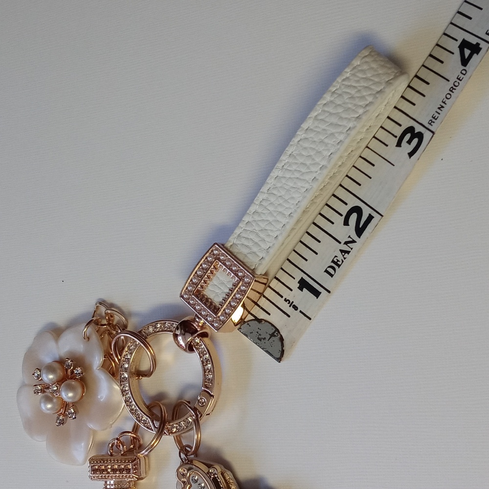 Leather Gold Rhinestone Perfume Bottle Butterfly Flower Bag Charm Handcrafted - Picture 11 of 11